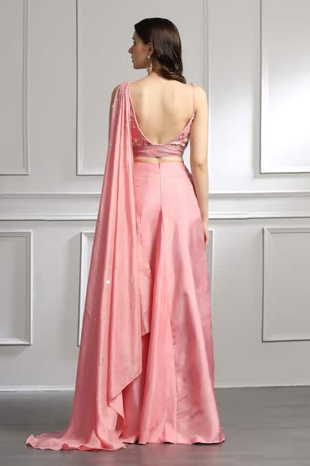 Baya Embroidered Blouse & Draped Skirt Set 