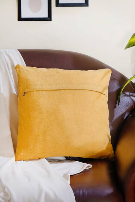 Buy Mid July Home Yellow 100% Cotton Abstract Work Cushion Cover Online at Aza Fashions Buy_Mid July Home_Yellow 100% Cotton Abstract Work Cushion Cover_Online_at_Aza_Fashions