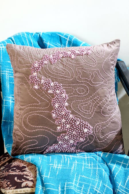 Mid July Home The Memory Maze Hand Embroidered Cushion Cover 