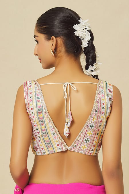 Samyukta Singhania Floral Geometric Embroidered Blouse 