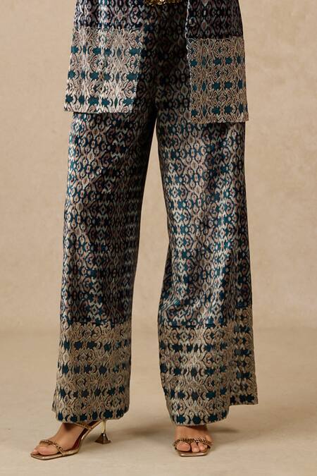 Shop Tarun Tahiliani Black Velvet Crystals, Embroidery, Applique Printed Jacket And Trouser Set Online at Aza Fashions Shop_Tarun Tahiliani_Black Velvet Crystals, Embroidery, Applique Printed Jacket And Trouser Set_Online_at_Aza_Fashions