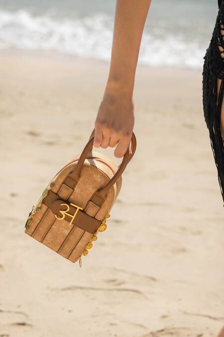 Immri Beige Sunlit Moon Dome Shaped Bag Online at Aza Fashions Immri_Beige Sunlit Moon Dome Shaped Bag _Online_at_Aza_Fashions