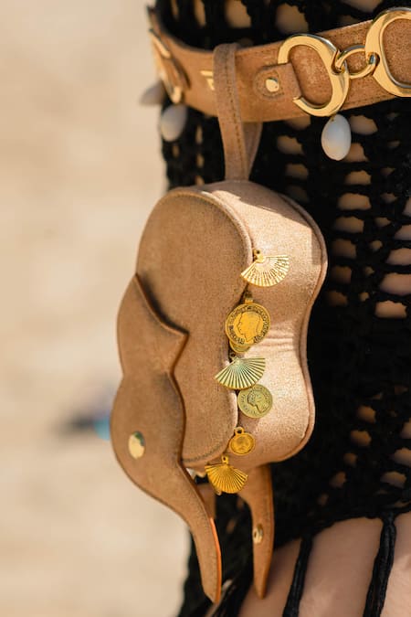 Immri_Brown Boho Hathi Shaped Belt Bag _Online_at_Aza_Fashions