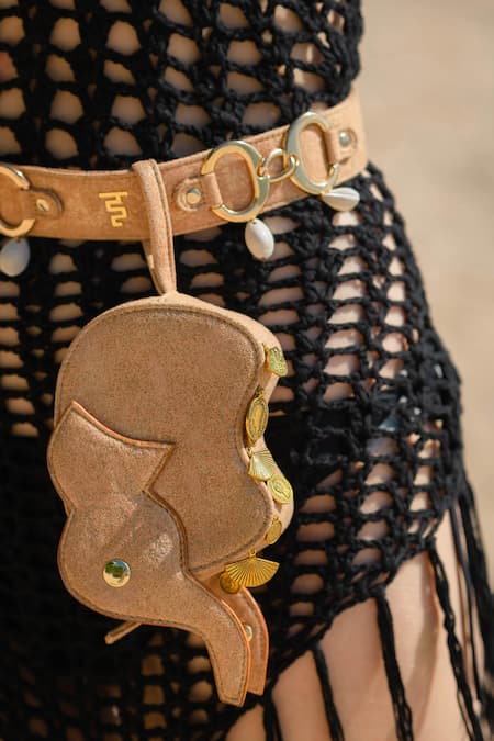 Buy_Immri_Brown Boho Hathi Shaped Belt Bag _Online_at_Aza_Fashions