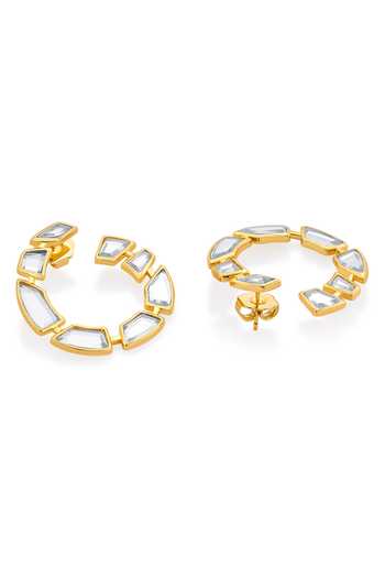 Isharya_White Mirrors Nuit Studded Hoops _Online_at_Aza_Fashions