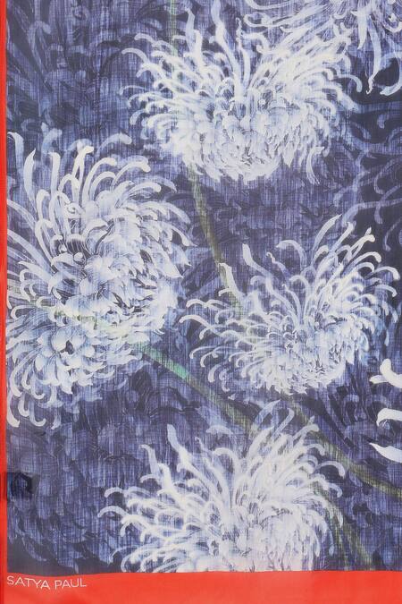 Satya Paul Blue Crepe Embroidery Keyhole Neck Blissful Blossom Print Kurta And Pant Set at Aza Fashions Satya Paul_Blue Crepe Embroidery Keyhole Neck Blissful Blossom Print Kurta And Pant Set _at_Aza_Fashions