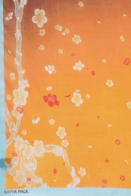 Satya Paul Yellow Linen Embroidery V-neck Petal Polyphony Printed Kurta And Palazzo Set at Aza Fashions Satya Paul_Yellow Linen Embroidery V-neck Petal Polyphony Printed Kurta And Palazzo Set _at_Aza_Fashions