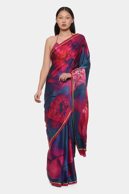 Satya Paul Cosmos Swirl Print Saree | Purple, Cosmos, Georgette Satin | Aza  fashion, Fashion, Saree designs