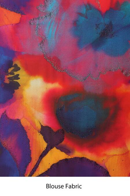 Satya Paul_Purple Crepe Sequins Nocturne Embellished Saree With Running Blouse_at_Aza_Fashions