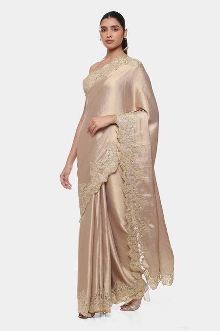 Satya Paul Gold Tissue Embroidery Empire Saree With Running Blouse Online at Aza Fashions Satya Paul_Gold Tissue Embroidery Empire Saree With Running Blouse _Online_at_Aza_Fashions