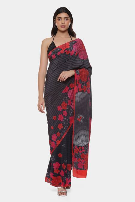 Buy The Chiffon Printed Peaches Saree for Women Online @ Tata CLiQ Luxury