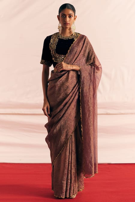 Mimamsaa Bushra Embroidered Blouse & Saree Set 