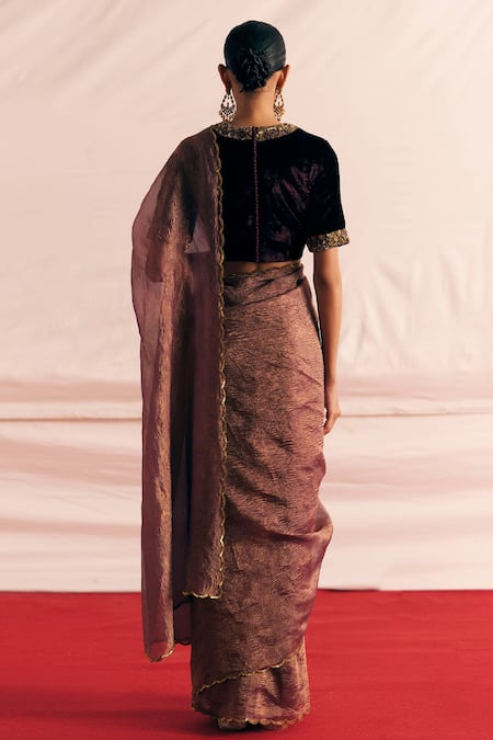 Mimamsaa Bushra Embroidered Blouse & Saree Set 