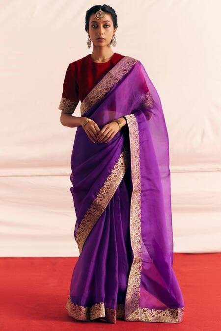 Mauve Purple color designer dola silk saree with contrast blouse – TYAAR  INDIA