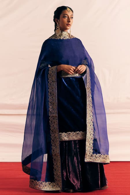 Mimamsaa Simrat Woven Bordered Kurta Gharara Set 