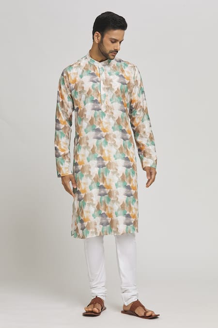 Aham-Vayam Rang Biranga Embroidered Cotton Kurta & Churidar Set 