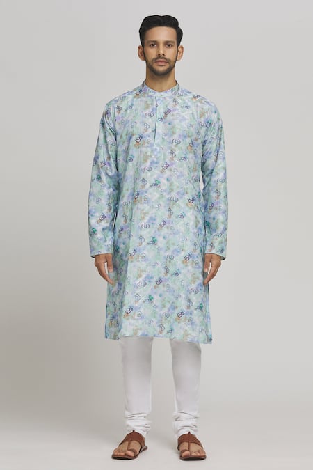 Aham-Vayam_Multi Color Cotton Sequins Phoolwan Embroidered Kurta And Churidar Set _Online_at_Aza_Fashions