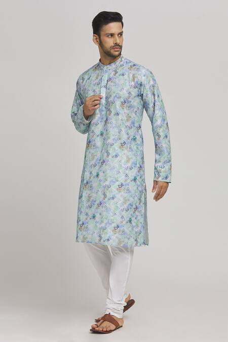 Buy_Aham-Vayam_Multi Color Cotton Sequins Phoolwan Embroidered Kurta And Churidar Set _Online_at_Aza_Fashions