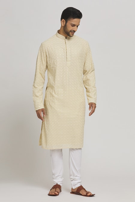 Aham-Vayam Karisa Embroidered Cotton Kurta & Churidar Set 