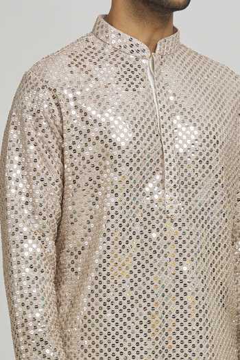 Shop Aham-Vayam Ivory Cotton Sequins, Embroidery Dhoomdhaam Kurta And Churidar Set Online at Aza Fashions Shop_Aham-Vayam_Ivory Cotton Sequins, Embroidery Dhoomdhaam Kurta And Churidar Set _Online_at_Aza_Fashions