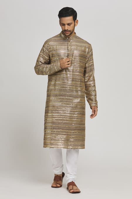 Aham-Vayam Sona Chaandi Embroidered Cotton Kurta & Churidar Set 