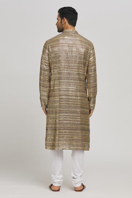 Shop Aham-Vayam Brown Cotton Sequins, Embroidery Sona Chaandi Kurta And Churidar Set at Aza Fashions Shop_Aham-Vayam_Brown Cotton Sequins, Embroidery Sona Chaandi Kurta And Churidar Set _at_Aza_Fashions