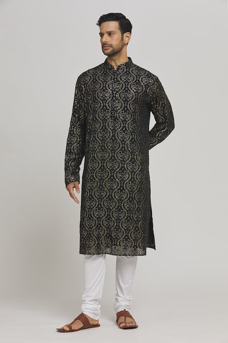 Aham-Vayam Mehfil Embroidered Cotton Kurta & Churidar Set 