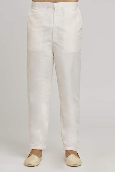 Aham-Vayam_Ivory Cotton Sequins, Embroidery Honeycomb Bundi Kurta Set _at_Aza_Fashions