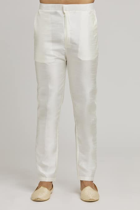 Aham-Vayam_Cream Cotton Sequins, Embroidery Thread Bundi Kurta Set _at_Aza_Fashions