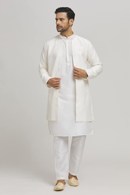 Aham-Vayam Stripe Pattern Jacket Kurta Set 