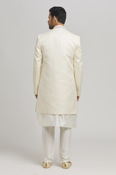 Aham-Vayam Mahotsav Geometric Pattern Sherwani Pant Set 