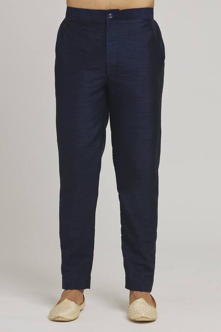 Aham-Vayam_Blue Cotton Sequins, Embroidery Govindam Embellished Achkan Pant Set _at_Aza_Fashions