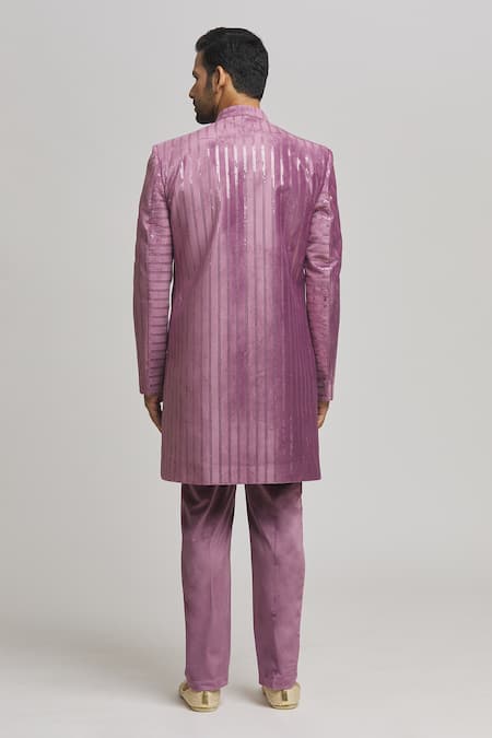 Aham-Vayam Amiri Sequin Embroidered Sherawni With Pant 