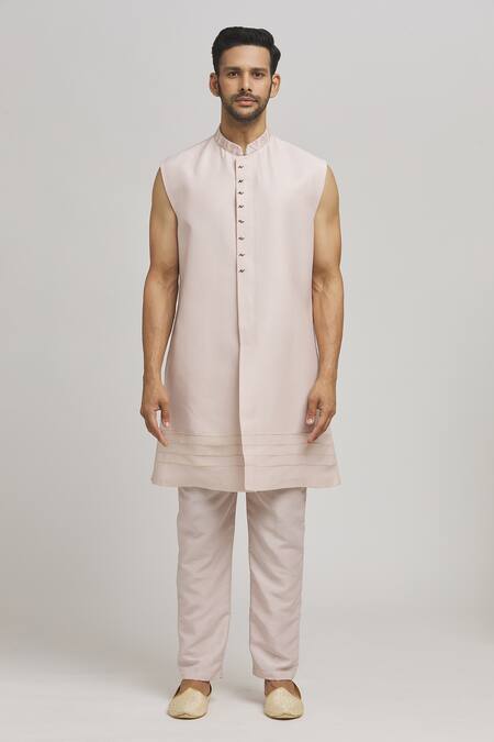 Aham-Vayam Pink Cotton Embroidery Ambar Foliage Jacket Pant Set Online at Aza Fashions Aham-Vayam_Pink Cotton Embroidery Ambar Foliage Jacket Pant Set _Online_at_Aza_Fashions