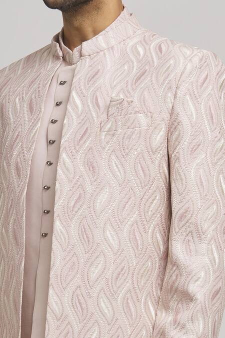 Shop Aham-Vayam Pink Cotton Embroidery Ambar Foliage Jacket Pant Set Online at Aza Fashions Shop_Aham-Vayam_Pink Cotton Embroidery Ambar Foliage Jacket Pant Set _Online_at_Aza_Fashions