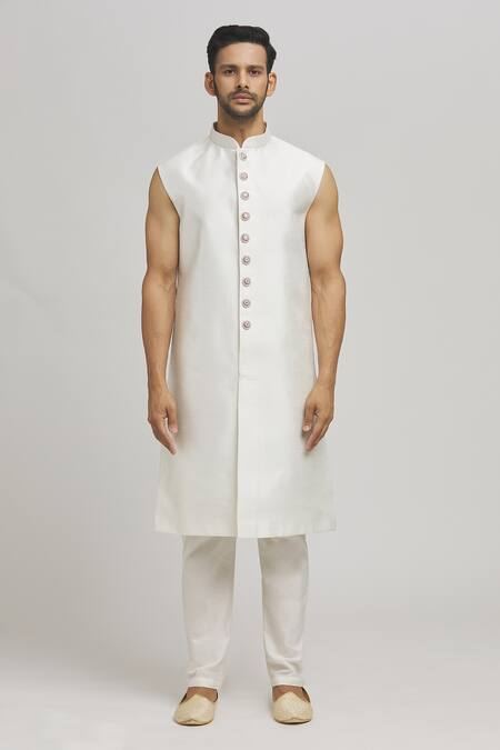 Aham-Vayam Multi Color Cotton Brooches, Embroidery Milaap Stripe Jacket Pant Set Online at Aza Fashions Aham-Vayam_Multi Color Cotton Brooches, Embroidery Milaap Stripe Jacket Pant Set _Online_at_Aza_Fashions