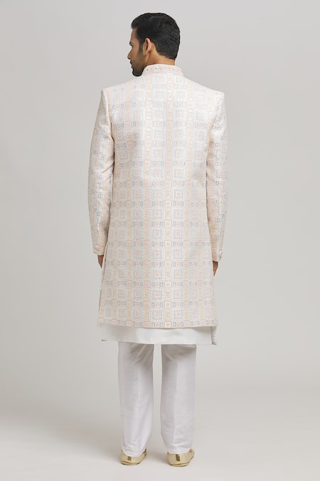 Aham-Vayam Humsa Square Embroidered Jacket Kurta Set 