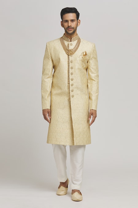 Aham-Vayam Divyaswarna Embroidered Sherwani Pyjama Set 