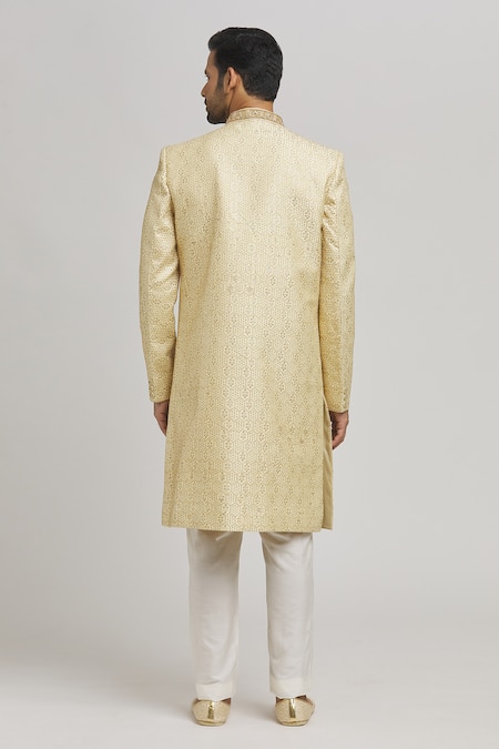 Aham-Vayam Divyaswarna Embroidered Sherwani Pyjama Set 