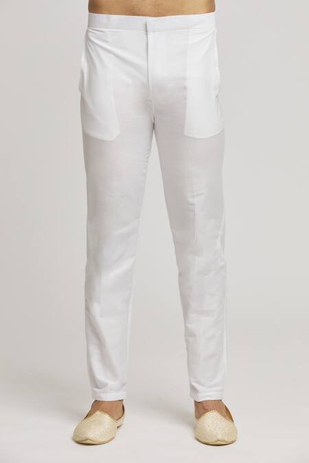 Aham-Vayam_Off White Cotton Embroidery Yash Sherwani With Pant _at_Aza_Fashions