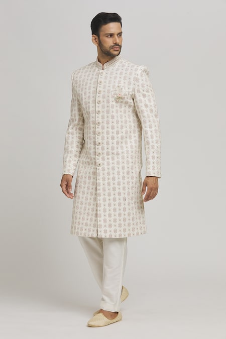 Aham-Vayam Gulposh Embroidered Sherwani Set 