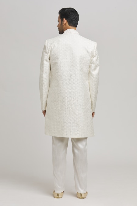 Aham-Vayam Krishnam Embroidered Open Sherwani Pant Set 