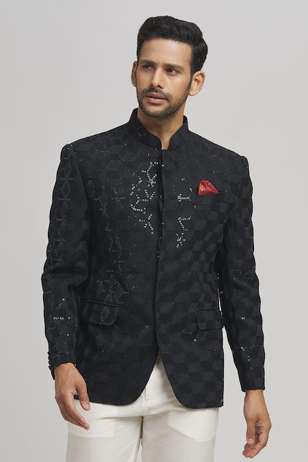 Aham-Vayam Shahi Full Sleeve Embroidered Bandhgala 