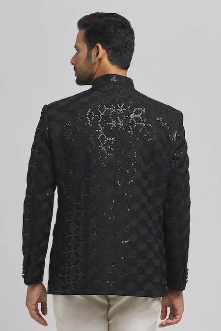 Aham-Vayam Shahi Full Sleeve Embroidered Bandhgala 