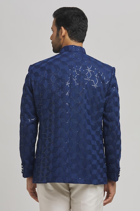 Aham-Vayam Shahi Cotton Embroidered Bandhgala 