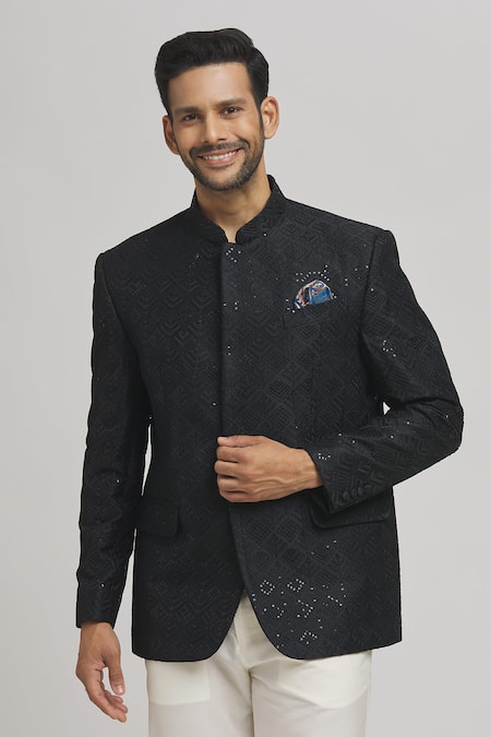 Aham-Vayam Jahaan Full Sleeve Sequin Work Bandhgala 