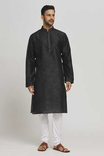 Buy Aham-Vayam Black Cotton, Silk Sequins Sundar Straight Kurta With Patiala Pant at Aza Fashions Buy_Aham-Vayam_Black Cotton, Silk Sequins Sundar Straight Kurta With Patiala Pant _at_Aza_Fashions