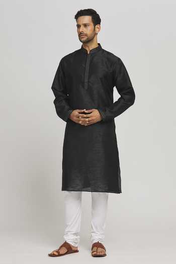 Buy Aham-Vayam Black Cotton, Silk Sequins Sundar Straight Kurta With Patiala Pant Online at Aza Fashions Buy_Aham-Vayam_Black Cotton, Silk Sequins Sundar Straight Kurta With Patiala Pant _Online_at_Aza_Fashions