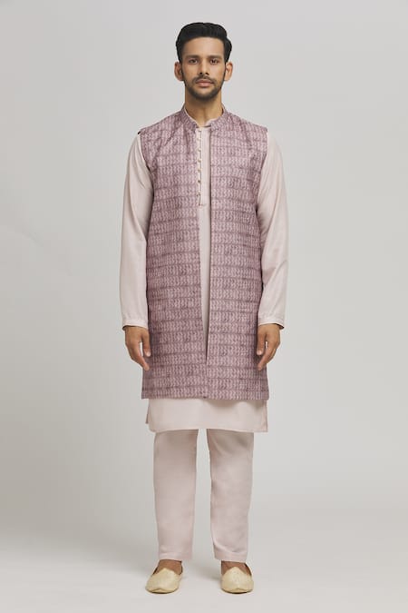 Buy Aham-Vayam Purple Cotton Sequins, Embroidery Samaaroh Threadwork Jacket Kurta Set Online at Aza Fashions Buy_Aham-Vayam_Purple Cotton Sequins, Embroidery Samaaroh Threadwork Jacket Kurta Set _Online_at_Aza_Fashions