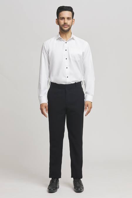 Aham-Vayam Black Cotton, Polyester Cut Work Cutdana Embellished Tuxedo Pant Set Online at Aza Fashions Aham-Vayam_Black Cotton, Polyester Cut Work Cutdana Embellished Tuxedo Pant Set _Online_at_Aza_Fashions